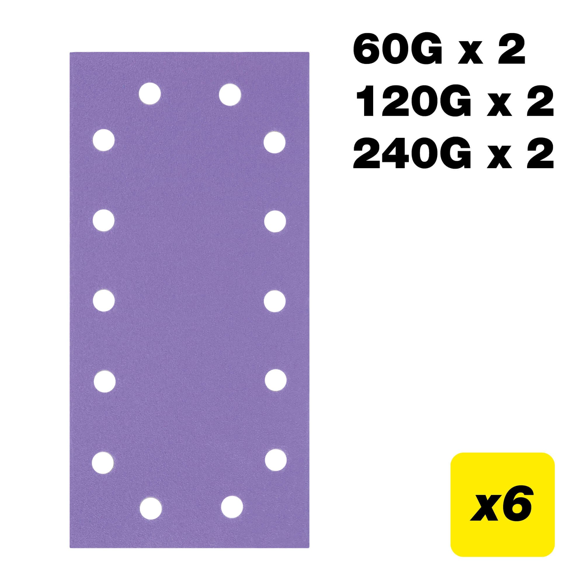 Trend 115 X 230Mm 60G/120G/240G Half Sheet Sanding Pad 6 Pack AB/HLF/M6