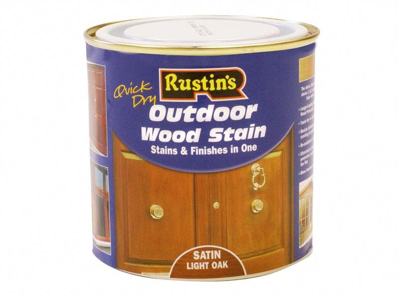 Rustins ESLO500 Quick Dry Exterior Woodstain Satin Light Oak 500Ml