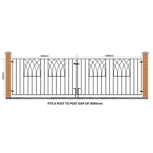 Abbey Double Driveway Metal Gates 3095mm GAP x 812mm High Zinc & Powder ABZP12