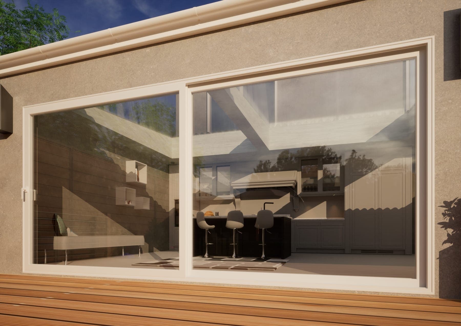 Aluminium Sliding Door - 4500mm White - Left Hand Slide & Right Hand Fixed