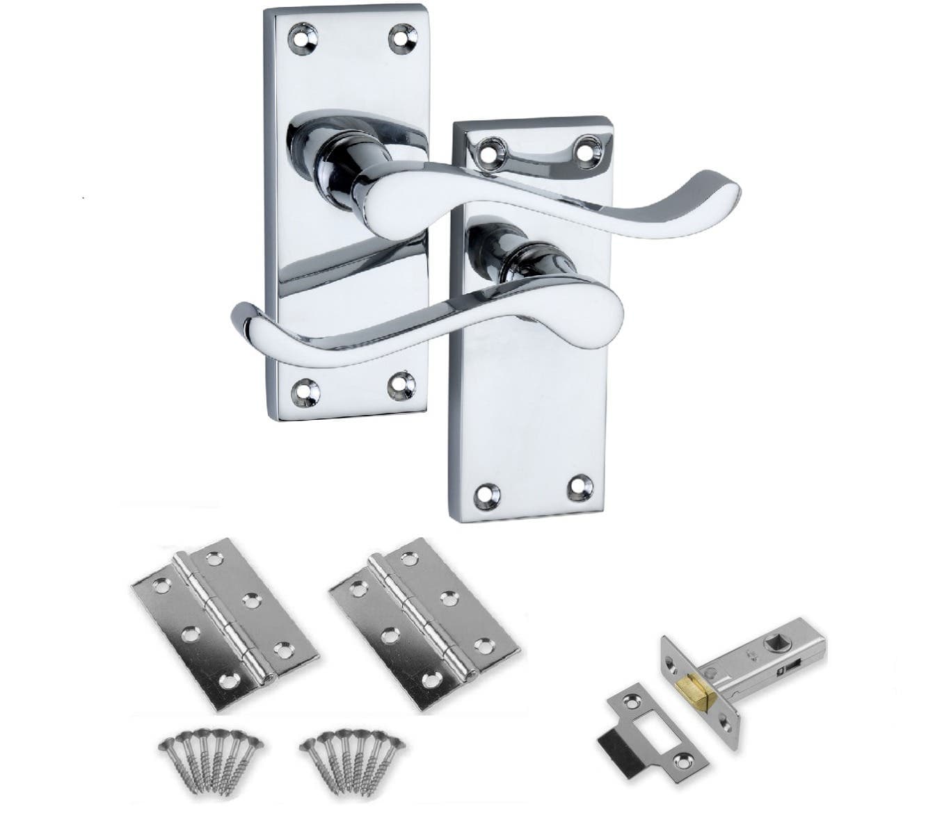 Victorian Scroll Lever Door Handle Pack - Polished Chrome - Handles/Hinges/Latch/Fixings - Designer Levers