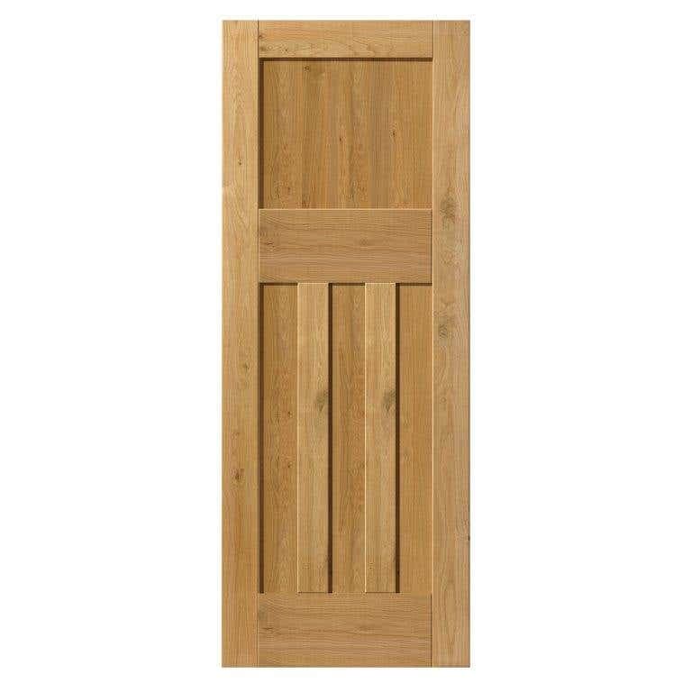 Rustic Oak DX Style Interior Door - Finished - 35 x 1981 x 610mm - Rustic oak, naturally knotty in appearance 1930's style