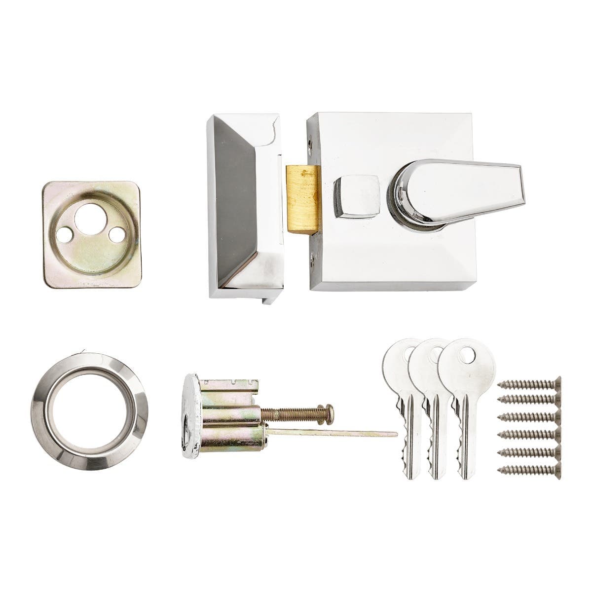 Deadlocking Double Nightlatch - Narrow - Polished Chrome - Hardware Solutions