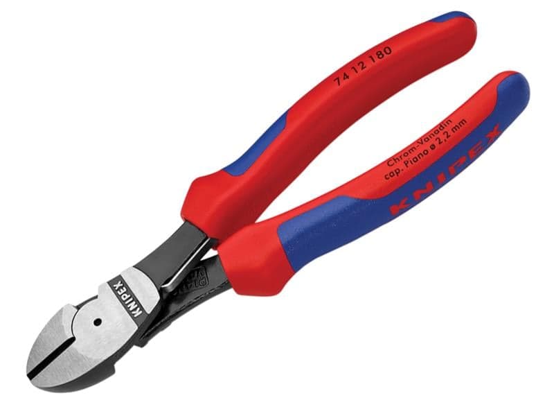 Knipex 74 12 180 SB High Leverage Diagonal Cutters Multi-Component Grip With Spring 180Mm