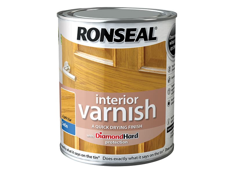 Ronseal 36833 Interior Varnish Quick Dry Satin Light Oak 750Ml