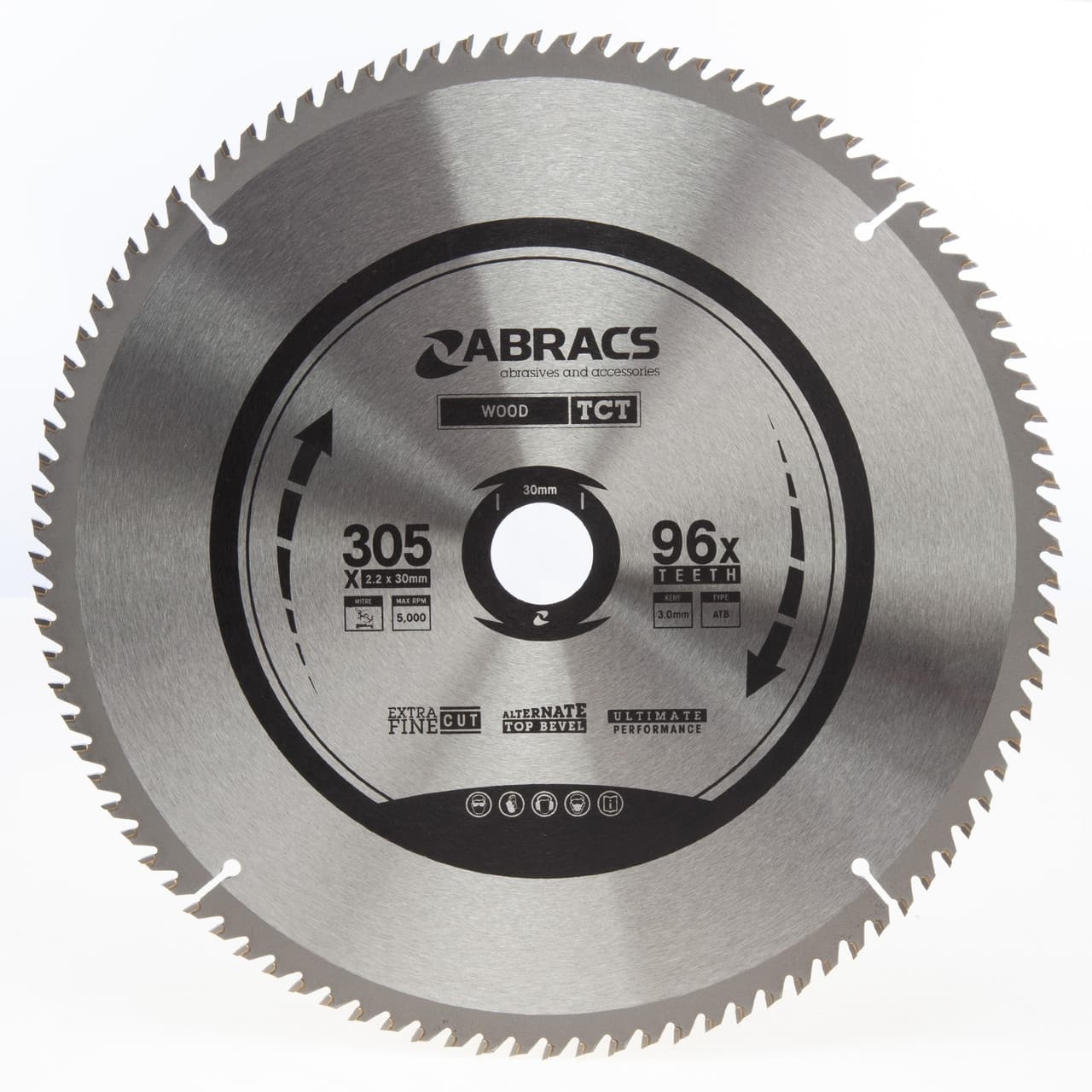 Abracs Tct30596 Tct Circular Saw Blade For Wood 305 X 30Mm X 96T ABRA-TCT30596