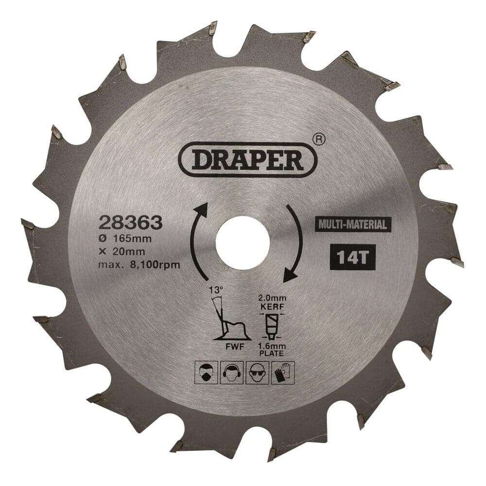 Draper 28363 Tct Multi-Purpose Circular Saw Blade 165 X 20Mm 14T each 1