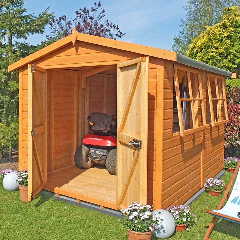 16' x 8' Shire Bison Heavy Duty Double Door Apex Wooden Workshop (4.91m x 2.56m)
