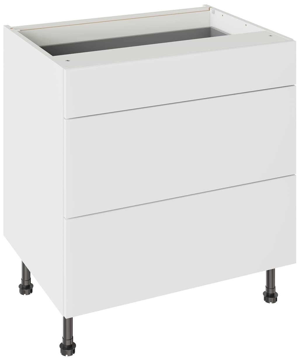 Kitchen Kit Flatpack 800 3 Drawer Base Kitchen Cabinet Slab Supermatt White