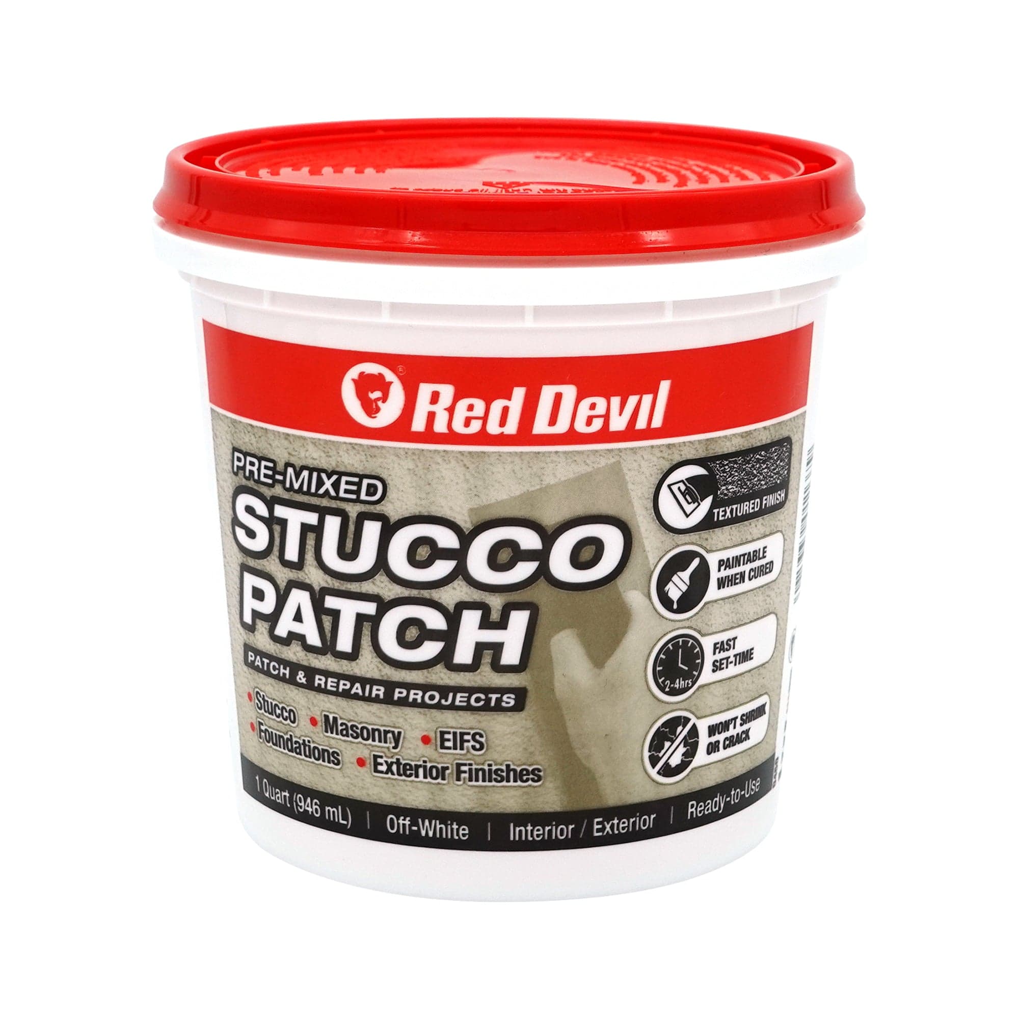 Red Devil Pre-Mixed Stucco Patch 1 Quart Tub