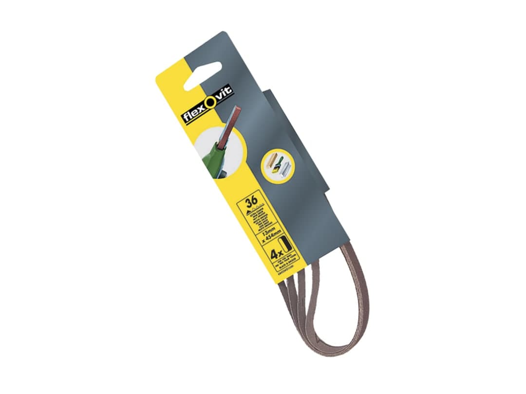 Flexovit Powerfile Sanding Belt 454mm x 13mm Medium 80g (Pack 4) 63642526439