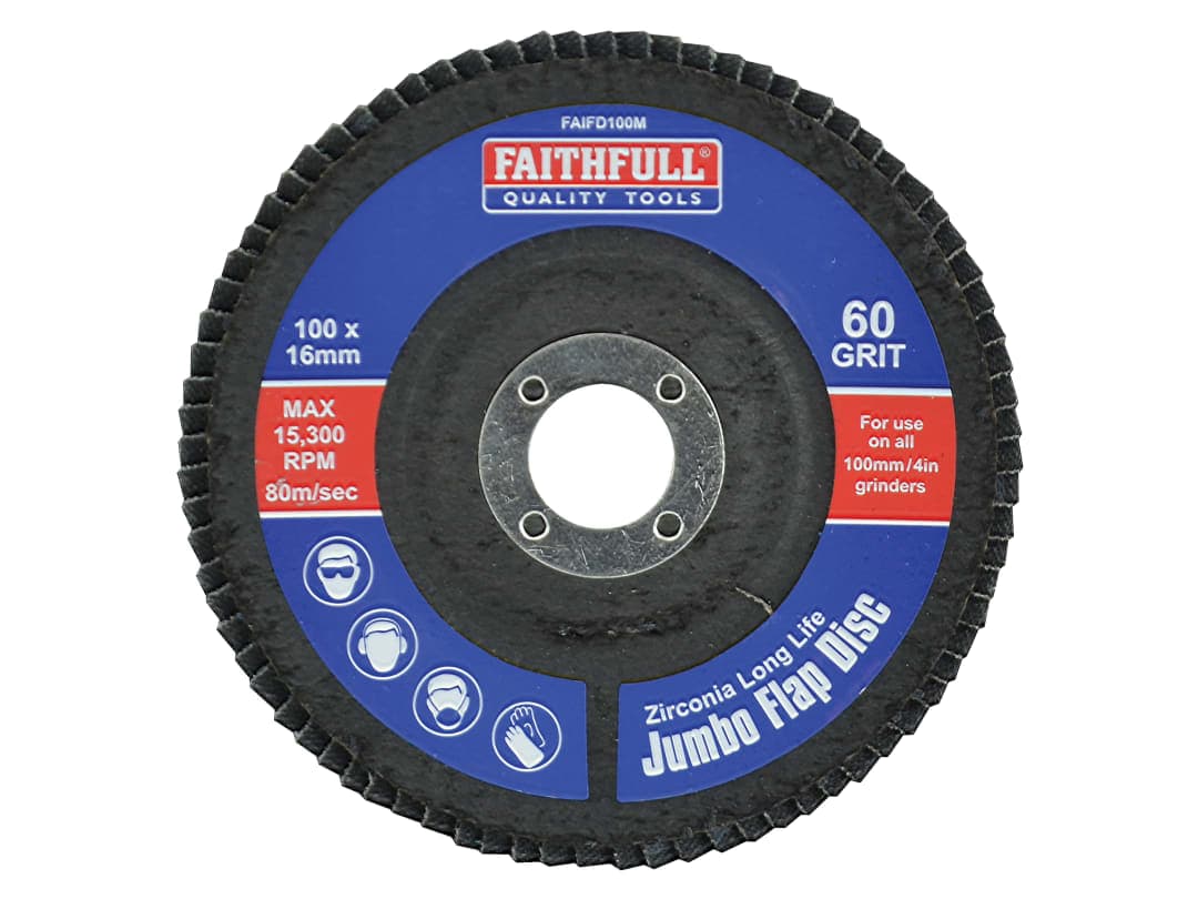Faithfull Abrasive Jumbo Flap Disc 100mm Medium FAIFD100M