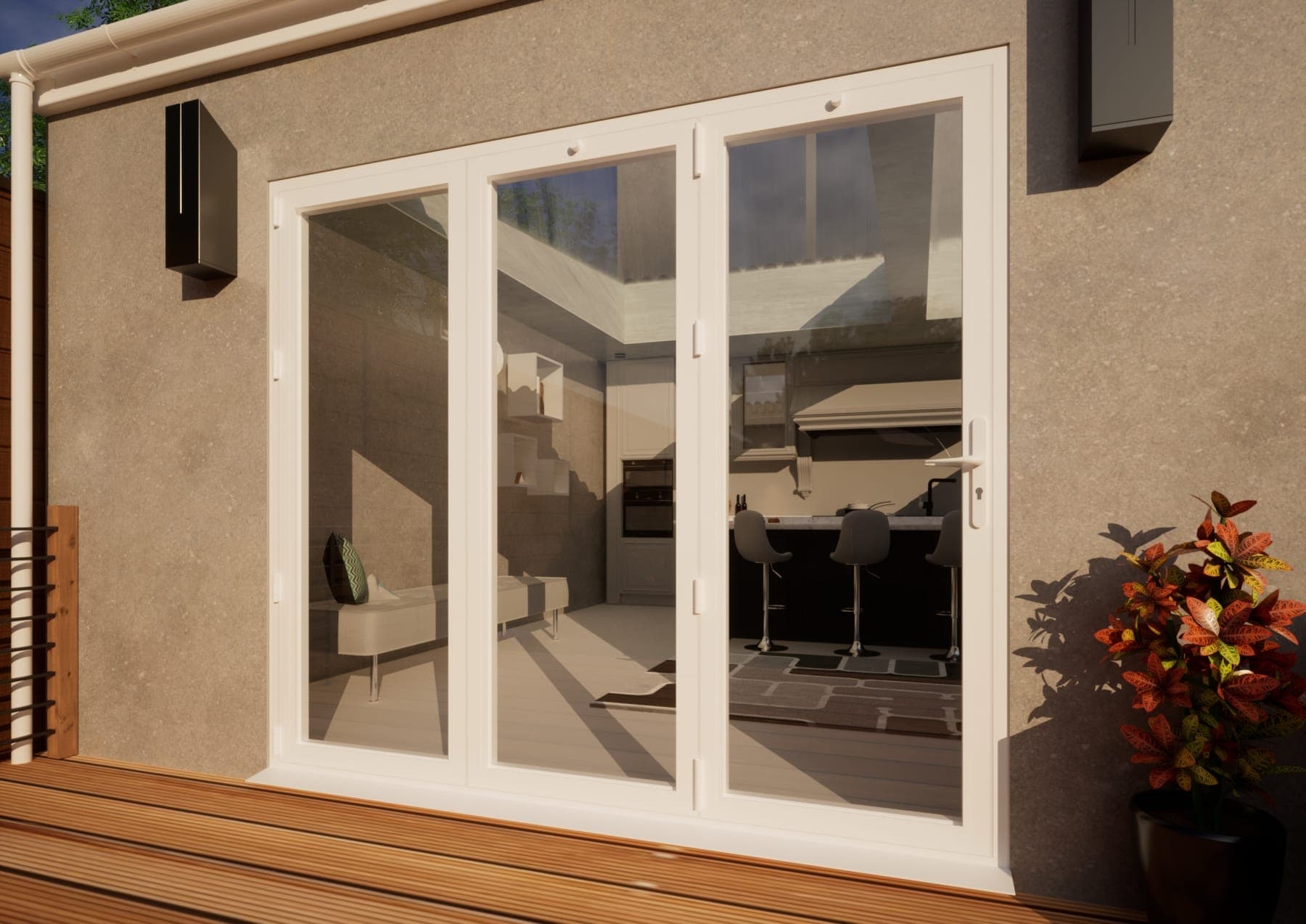 Aluminium Bifold Door Part Q Compliant - 2400mm White - 3 Left