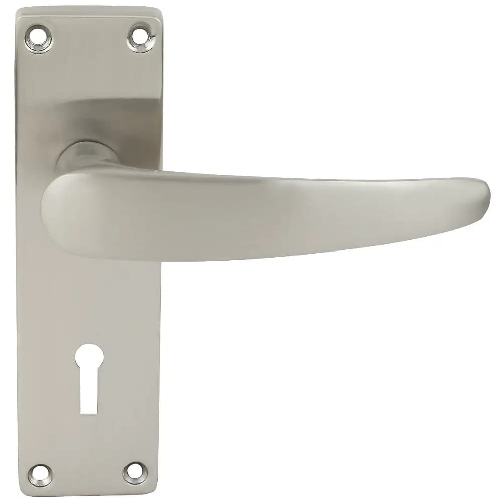 Elegance Lever Latch Long Lock Door Handle - Brushed Nickel - Pair - Designer Levers