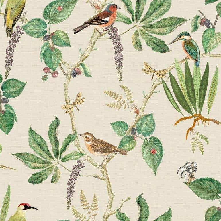 Hill Top Garden Cotton/Green Wallpaper - 1000 x 50cm