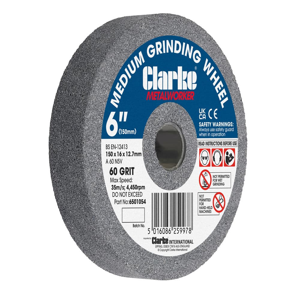 Clarke 6 (150mm) Medium 60 Grit Grinding Wheel 150mm x 16 12.7mm Bore"