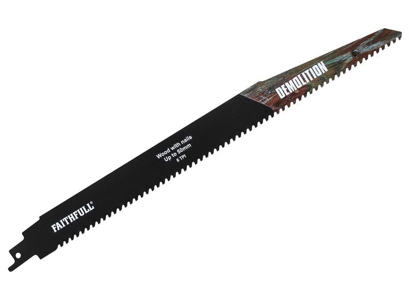 Faithfull FAISBS1250HM S1250Hm Demolition Carbide Sabre Saw Blade 304Mm X 6 Tpi
