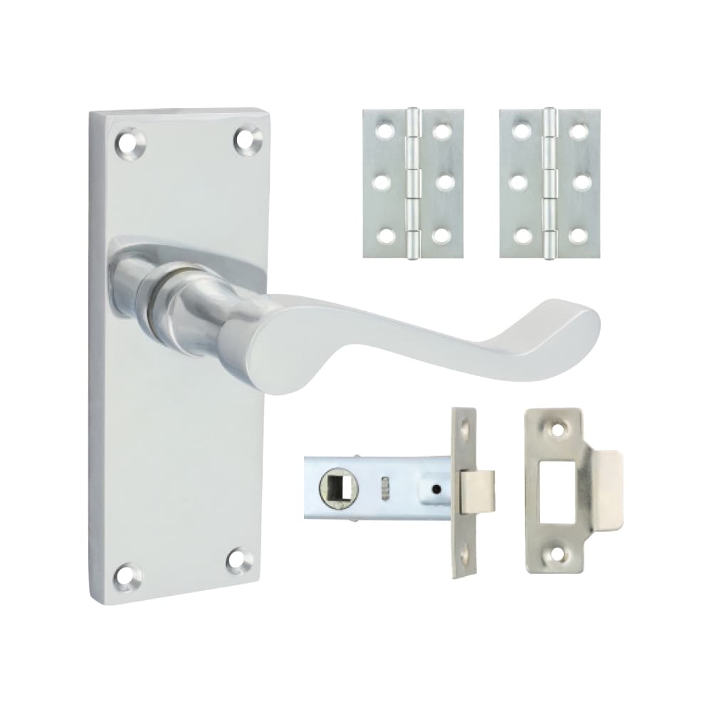 Timco Victorian Scroll Latch Door Pack - Satin Chrome Blister Pack 1 200723