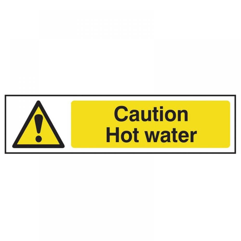 Scan 5116 Caution Hot Water - Pvc Sign 200 X 50Mm