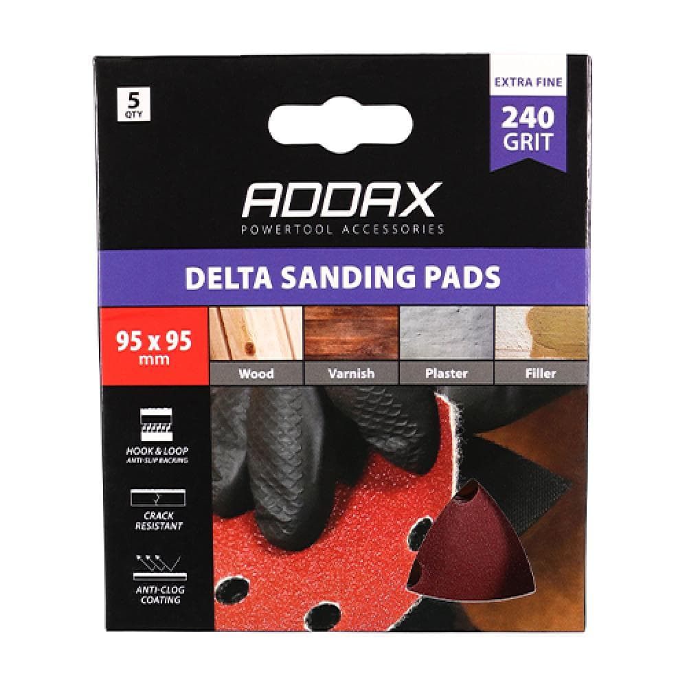 Timco 231909 Delta Sanding Pads - 240 Grit - Red 95 X 95Mm Pack 5