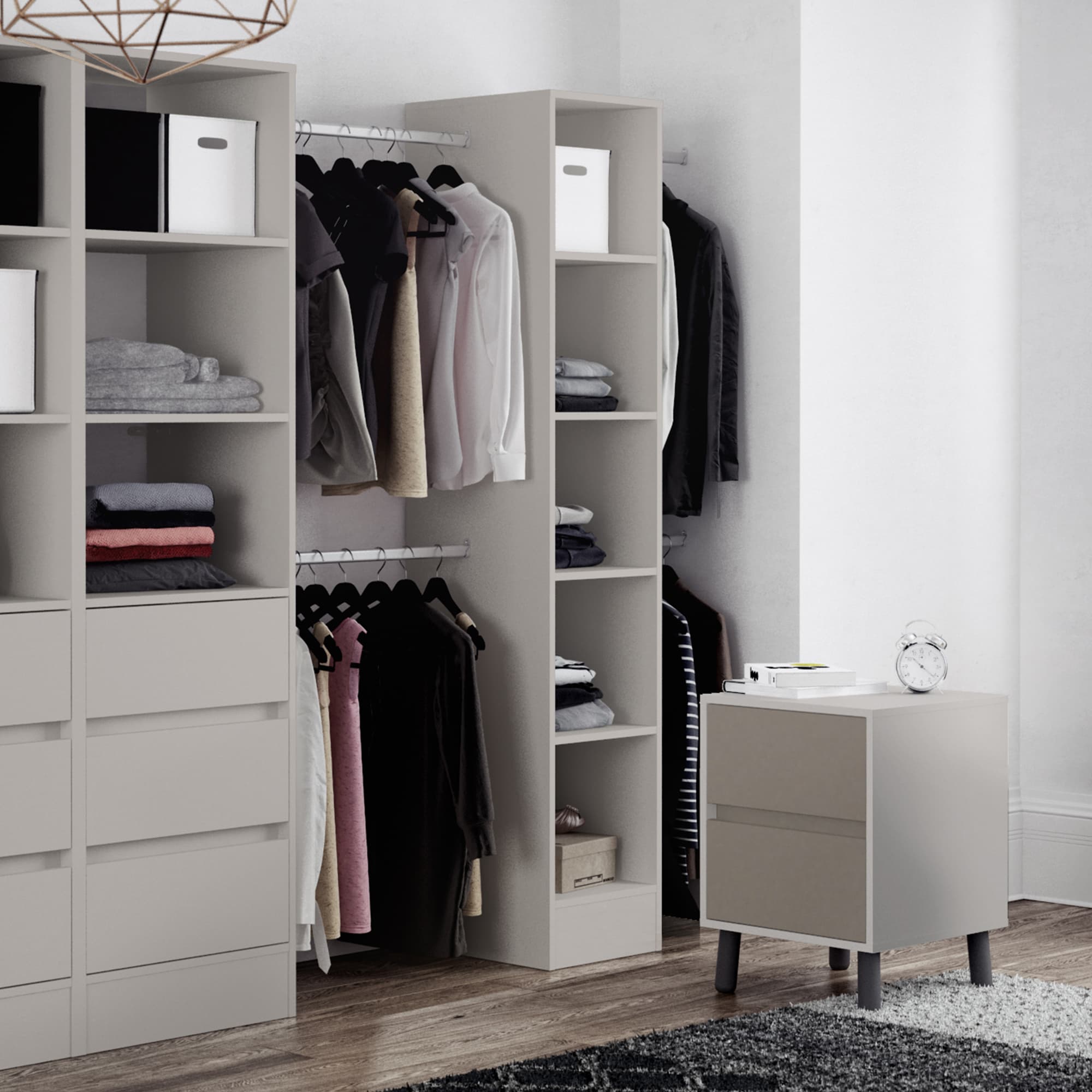 Spacepro Light Grey MFC Tower Unit with Hanger Bar, Size: 2100x600x20mm