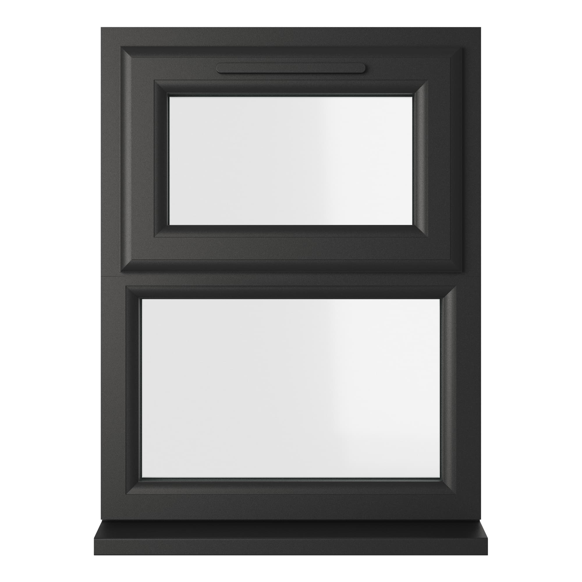Crystal Double Glazed uPVC Window Black/White Top Hung 965mm x 905mm Clear
