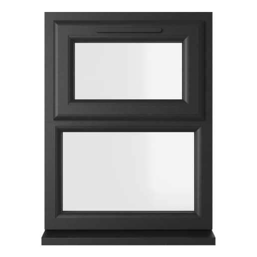 Crystal Double Glazed uPVC Window Black/White Top Hung 965mm x 905mm Clear