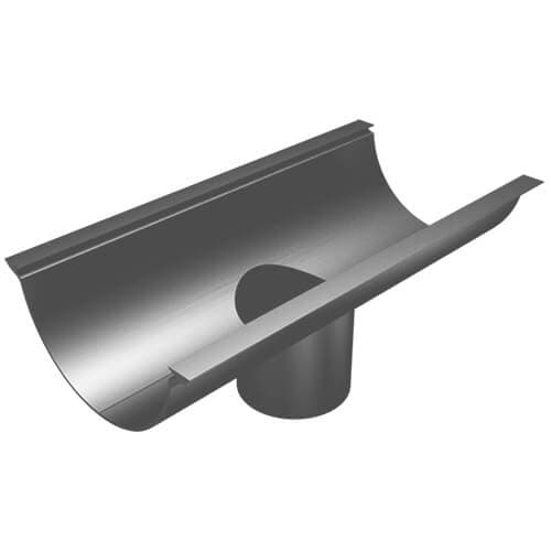 Aluminium Beaded Half Round Gutter Running Outlet - 114mm for 76mm Round Downpipe PPC Finish Anthracite Grey (7016 Matt)