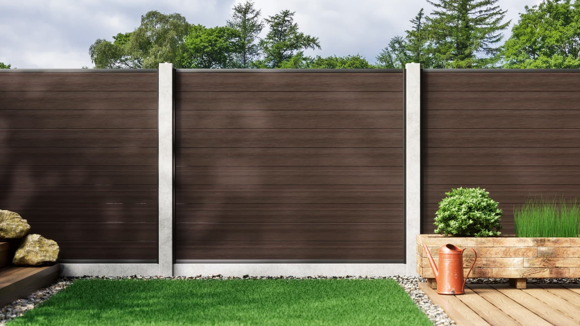 1.5m Walnut Composite Fencing
