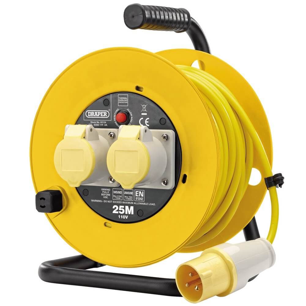 Draper 02124 110V Twin Extension Cable Reel 25M each