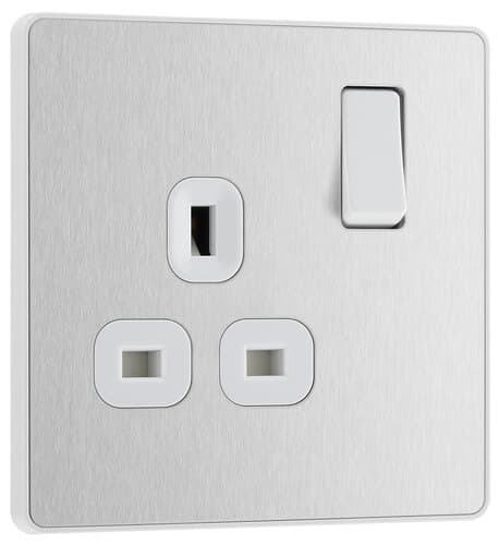 Screwless Flatplate Polished Chrome Single Master Telephone Socket FPCBTM1-01