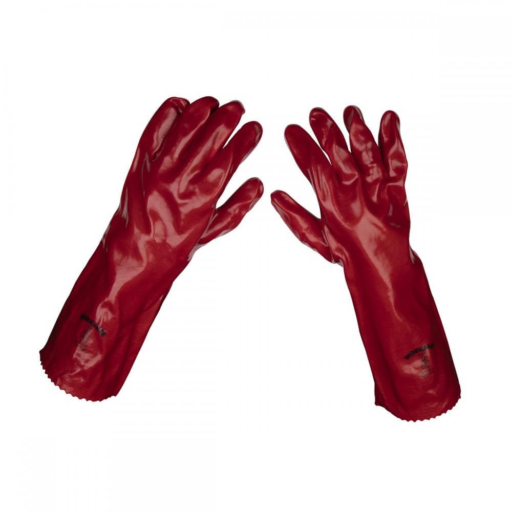 Sealey 9114 Red Pvc Gauntlets 450Mm - Pair