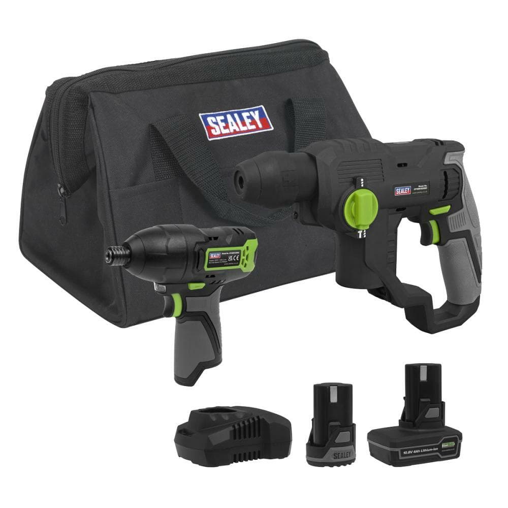 Sealey CP108VCOMBO4 2 X 10.8V Sv10.8 Series Rotary Hammer Drill & Impact Driver Kit