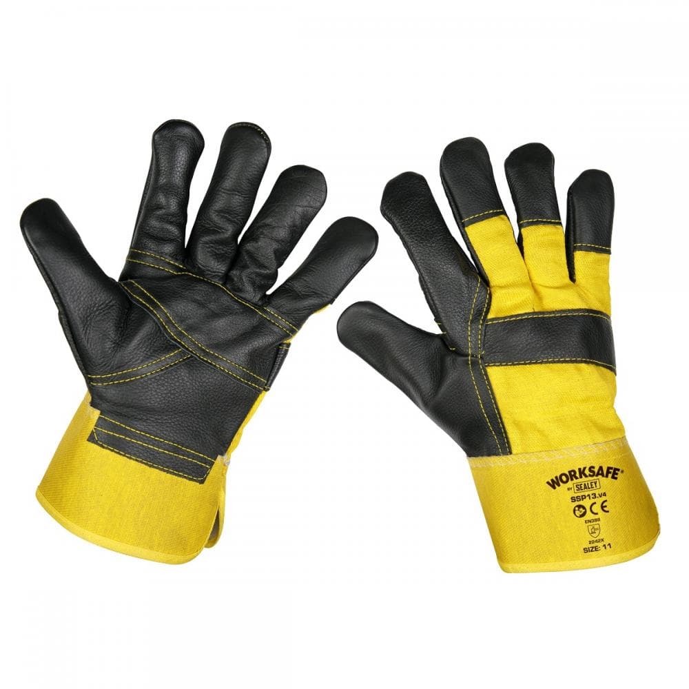 Sealey SSP13 Riggerfts Gloves Hide Palm Pair