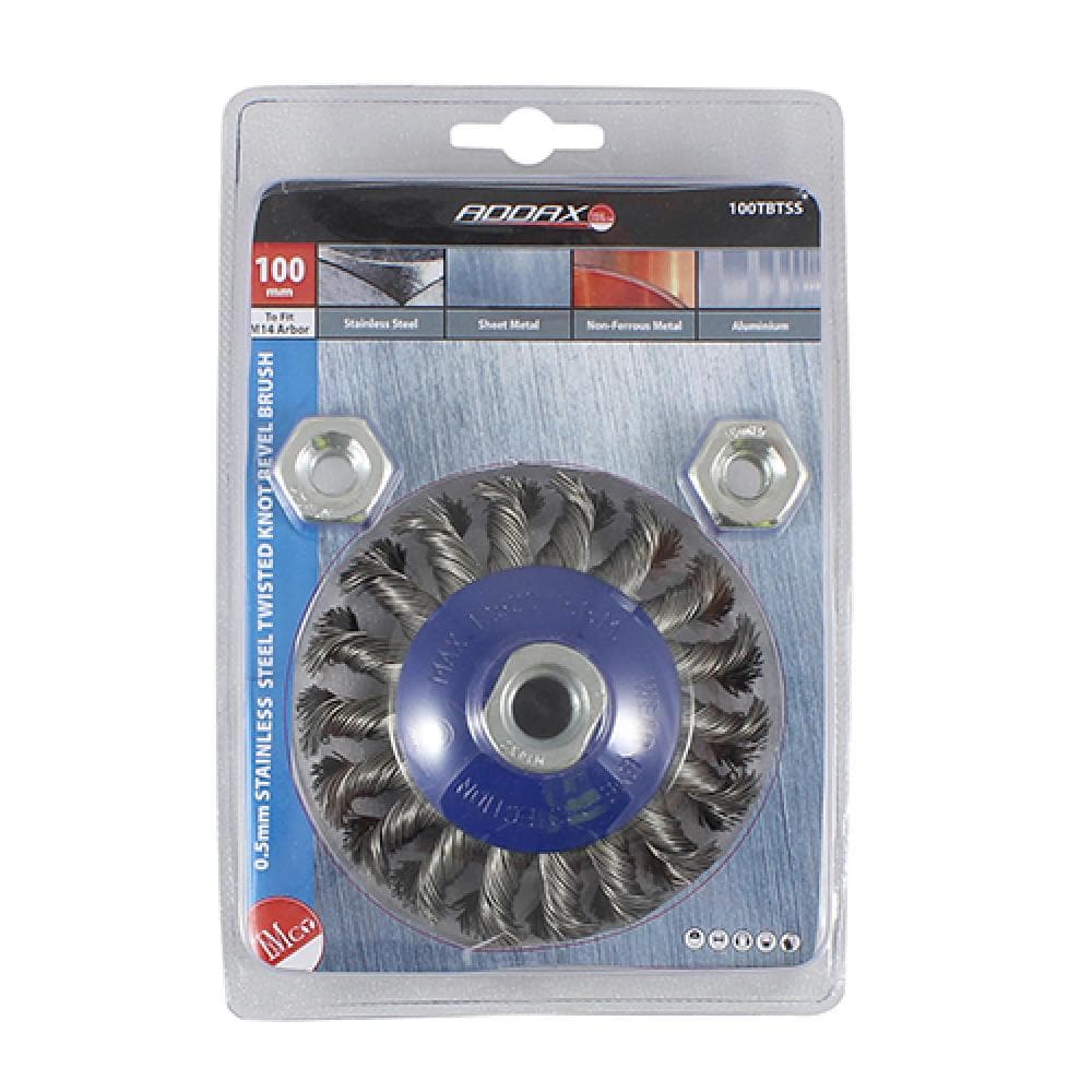 Timco 100TBTSS Angle Grinder Bevel Brush - Twisted Knot Stainless Steel 100Mm Blister Pack 1