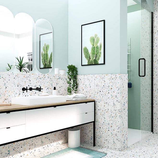 London Terrazzo White Porcelain Tile 60x60cm