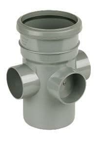 FloPlast Ring Seal Soil Boss Pipe Single Socket - 110mm Grey