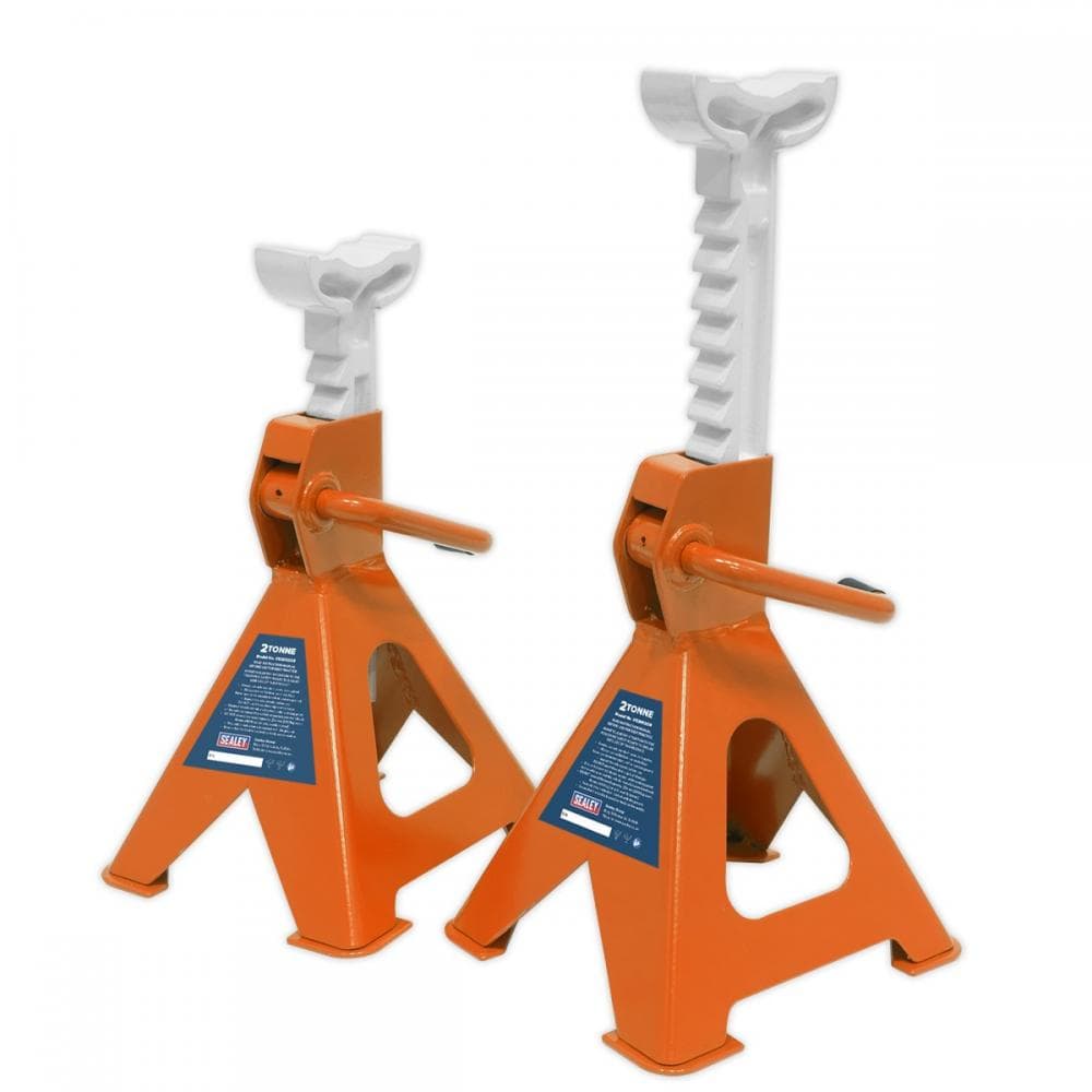 Sealey VS2002OR Axle Stands (Pair) 2 Tonne Capacity Per Stand Ratchet Type - Orange