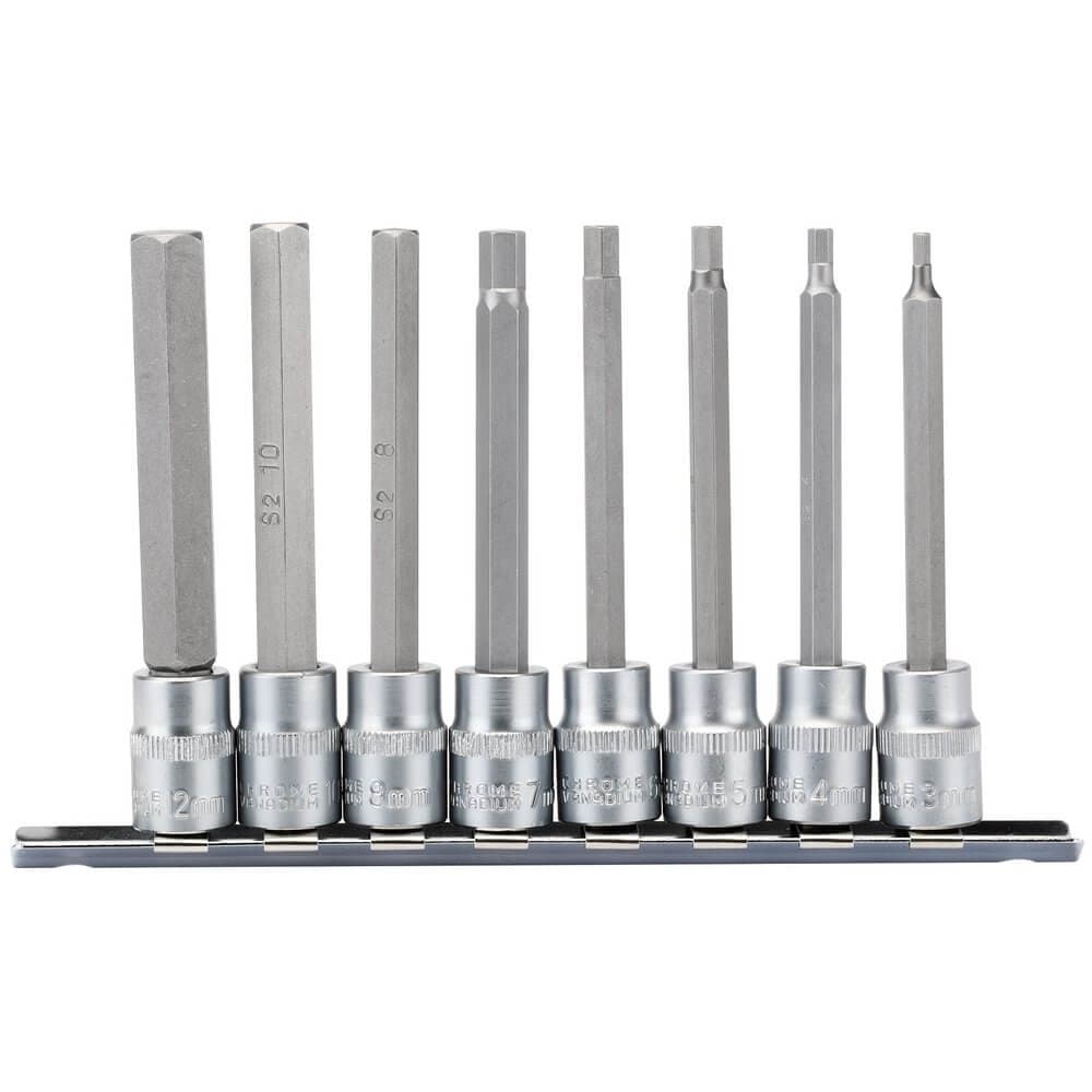 Draper Expert 16286 Long Metric Hex. Socket Bit Set 3/8in Sq. Dr. 100Mm (8 Piece) per set