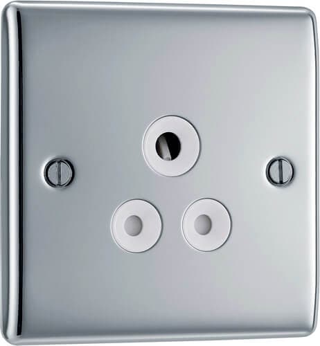 Screwless Flatplate Brushed Steel Single Round Pin Switched 15A Socket FBS99G-01