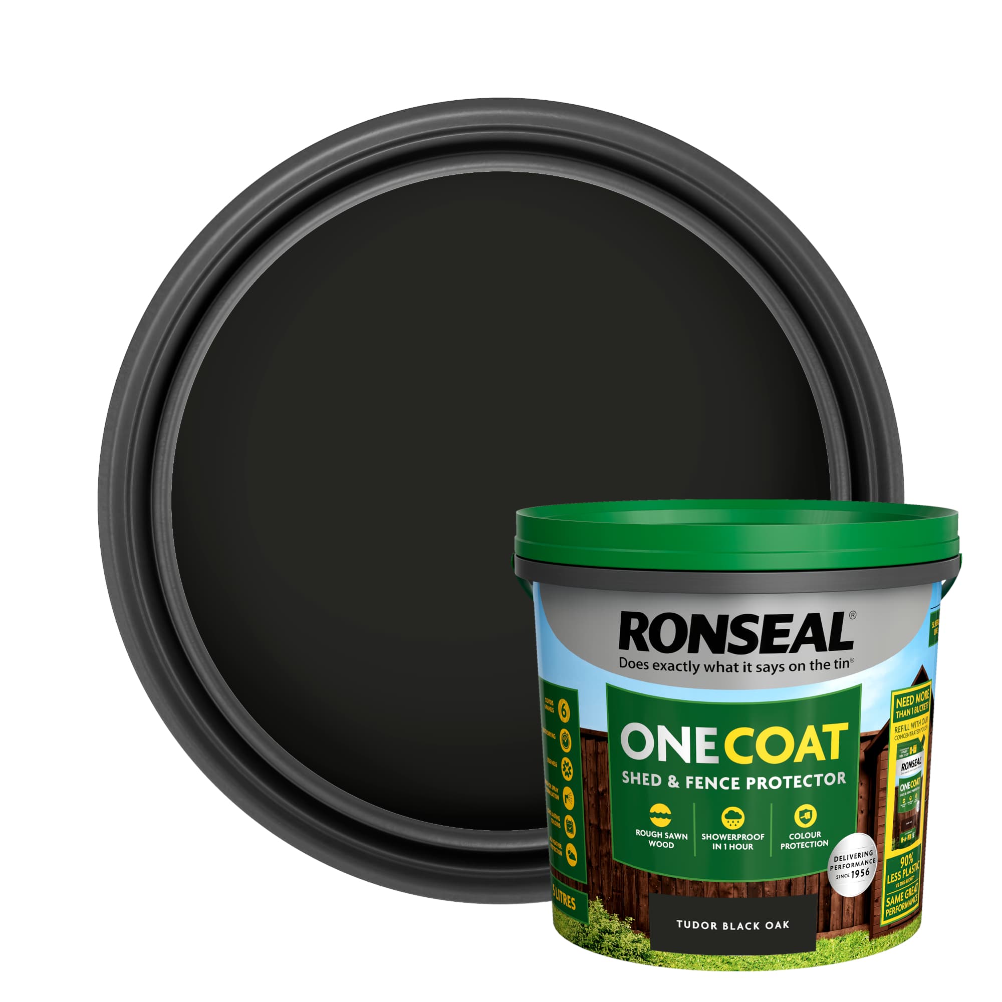 Ronseal One Coat Shed & Fence Protector 5L Tudor Black Oak