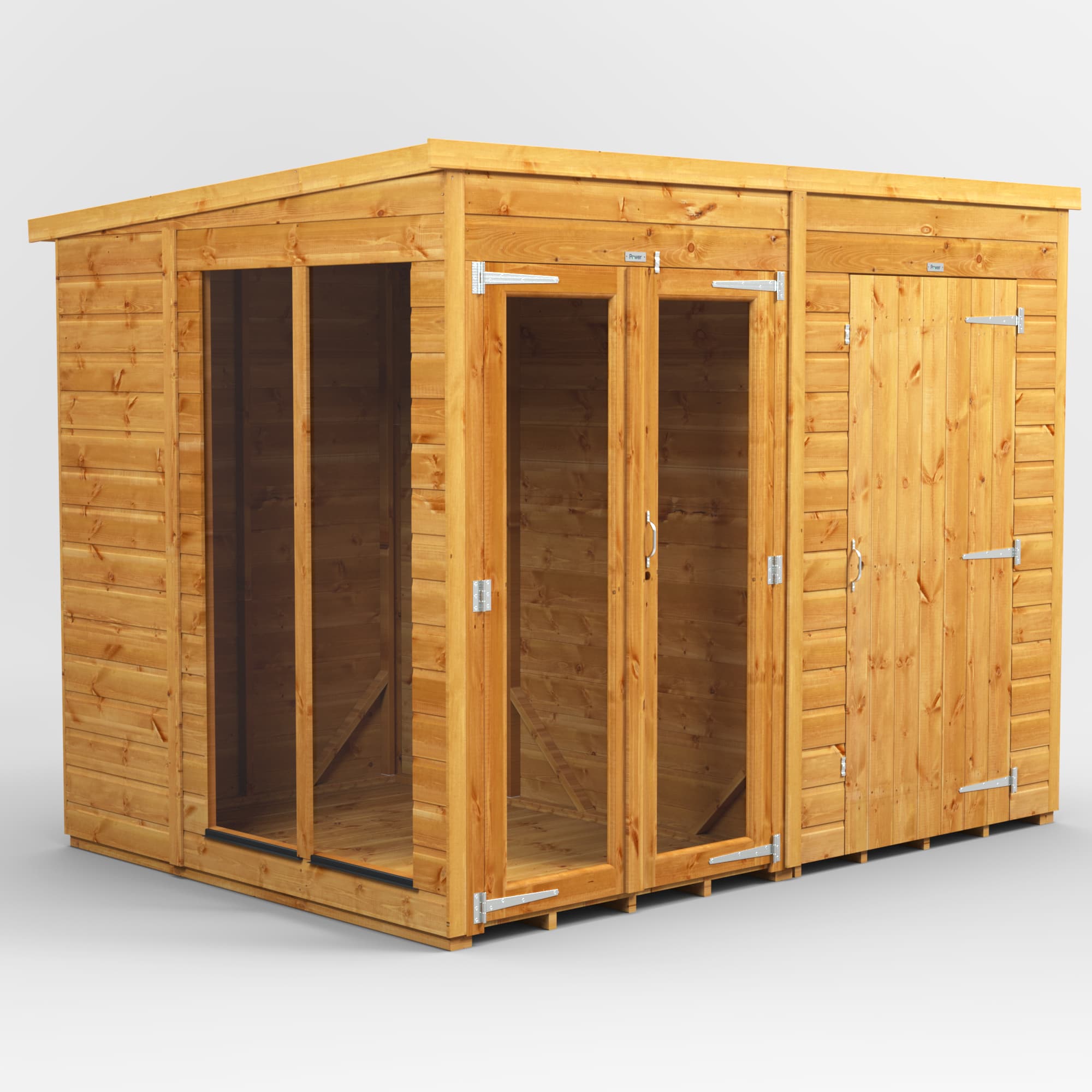 Powersheds 8 x 6 Power Pent Summerhouse With 4ft Side Store