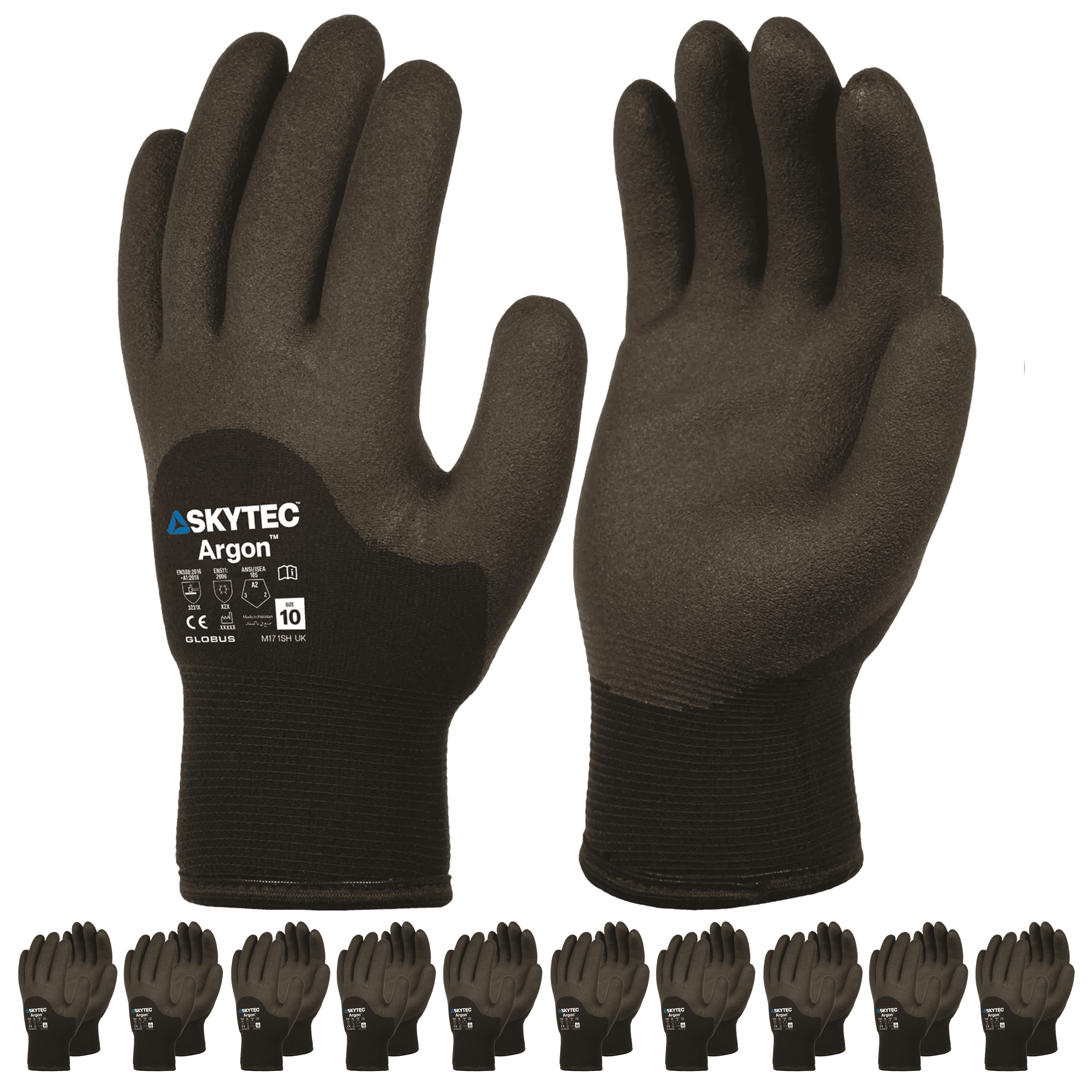SKYTEC Argon Fleece Lined Thermal Insulated Water Repellent Work Gloves (PACK of 10 PAIRS)
