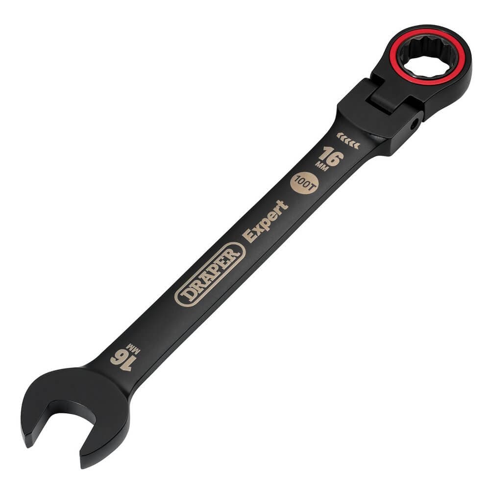 Draper Expert Hi-Torq® Metric Flexible Head Ratchet Combination Spanner 16Mm Black each 1 03923