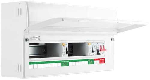 Metal Consumer Unit 14 Way Unpopulated With 2 X 100A Type A 30Ma Rcd 100A Main Switch 1 X Spd 1 X Spd Protective Device 4 X Cover Blanks And Up Opening Front Cover CFUD1000014ASPD-01