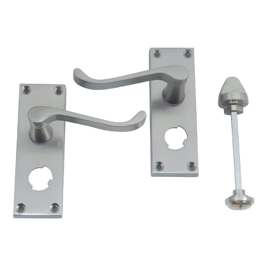 4trade Victorian Scroll Bathroom Lock Handle Satin Nickel