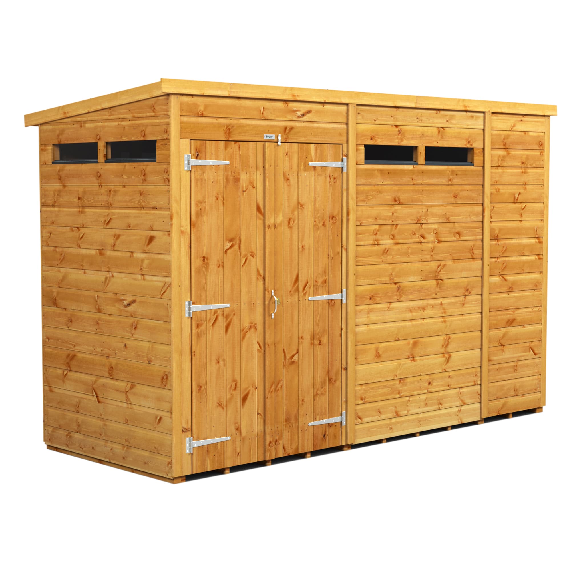 Powersheds 10 x 4 Power Pent Double Door Security Shed