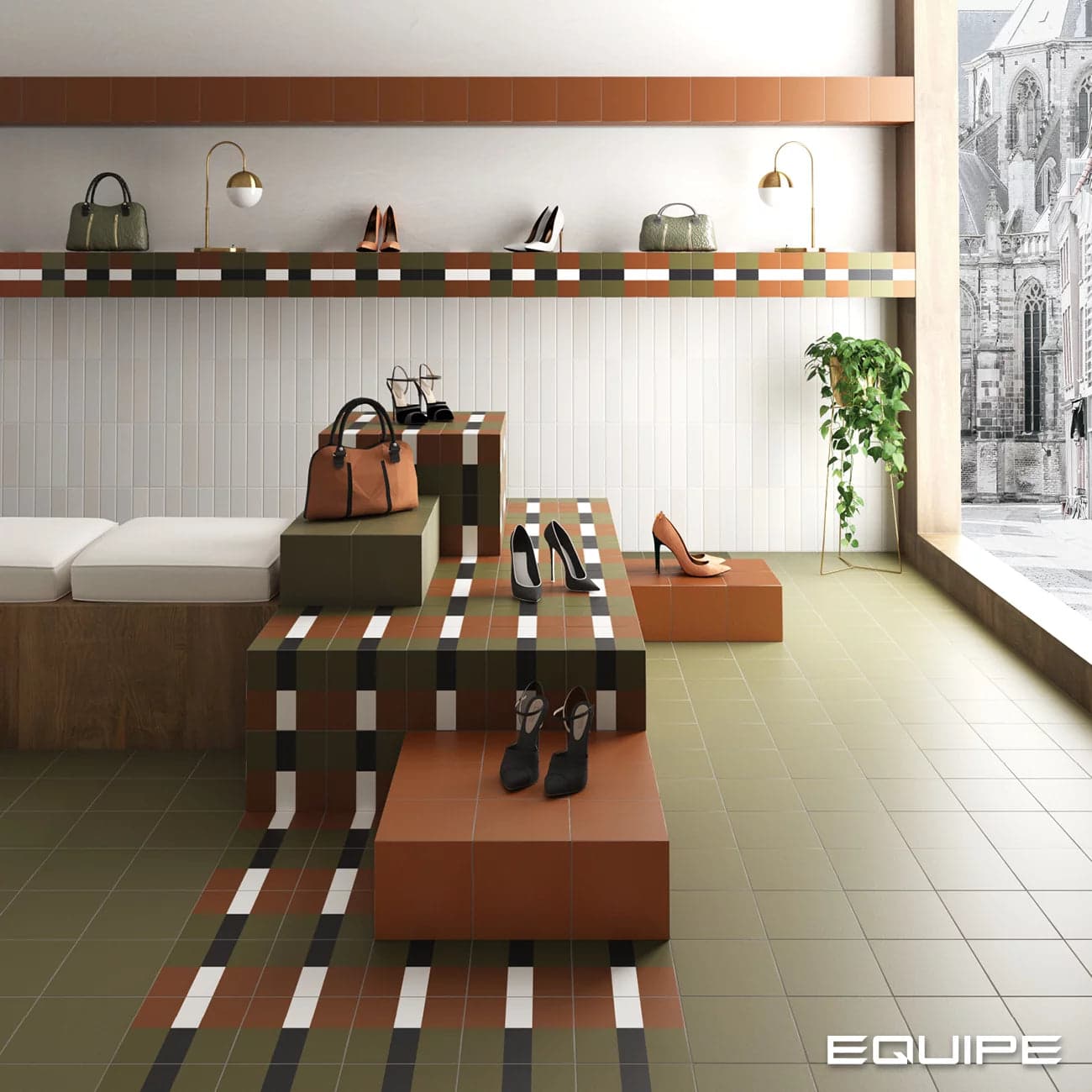 6m² Job Lot | Equipe Bauhome Band Warm Pattern Tile 20x20cm