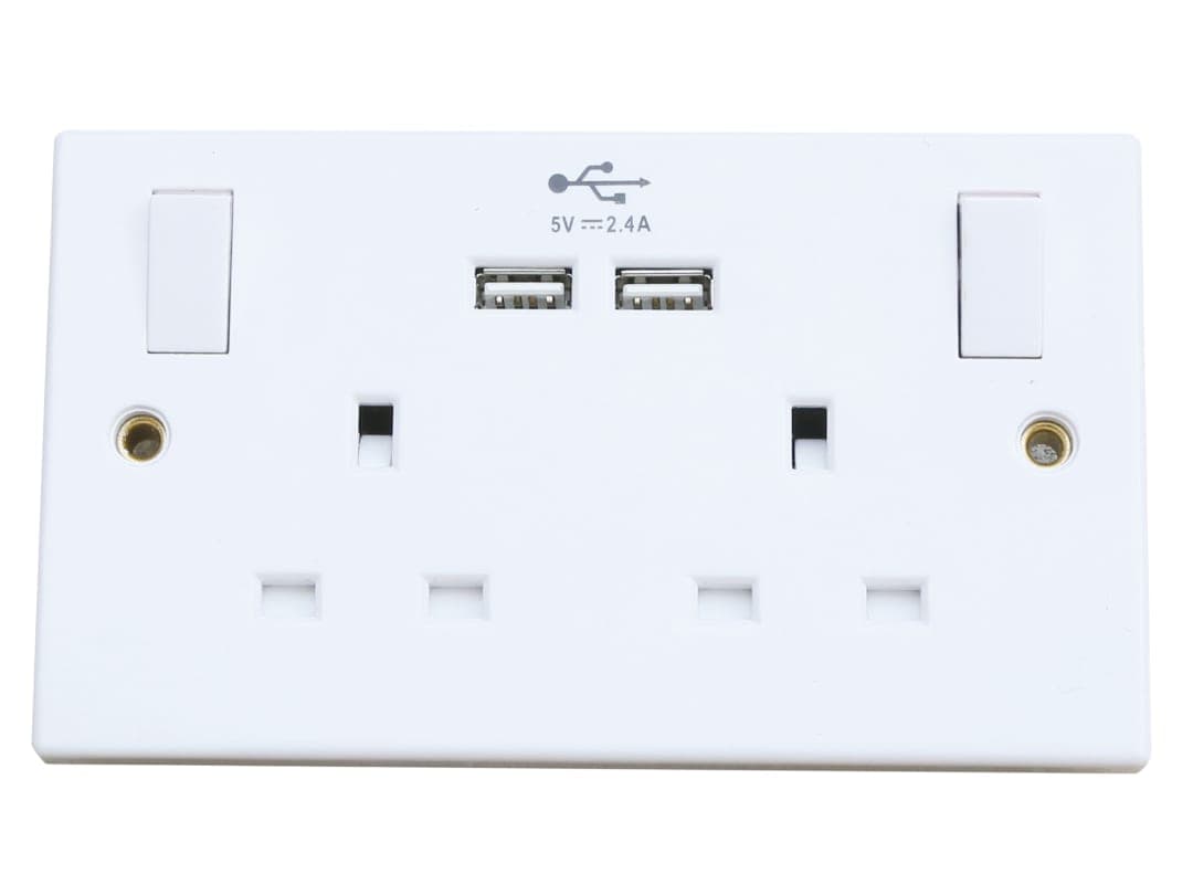 Dencon Switched Socket 2-Gang + 2 USB Ports 13A 4410NB
