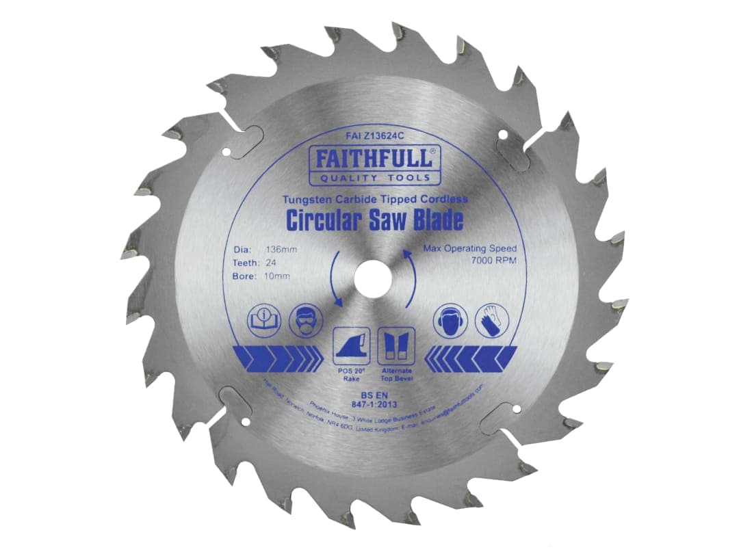 Faithfull TCT Cordless Trimsaw Blade 136 x 10mm x 24T POS FAIZ13624C